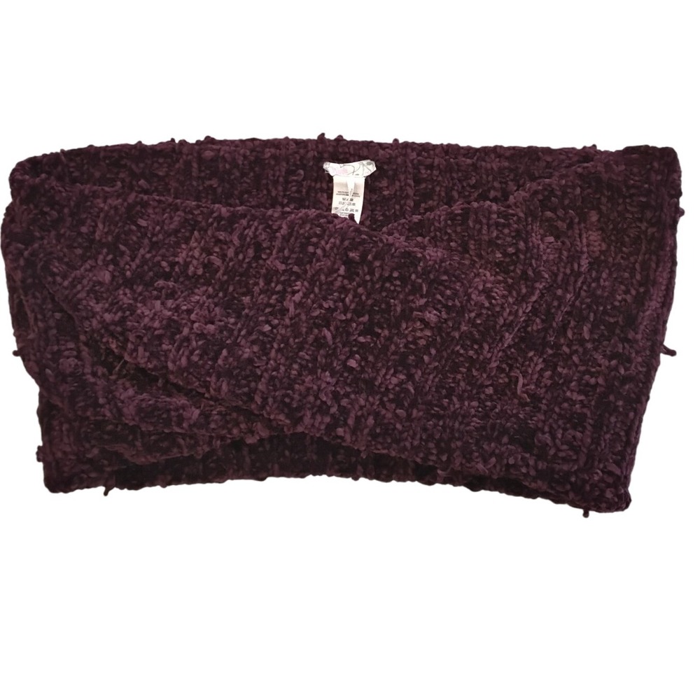 Free People Plum Purple Chenille Infinity Scarf Knit‎ Soft Cozy Warmer